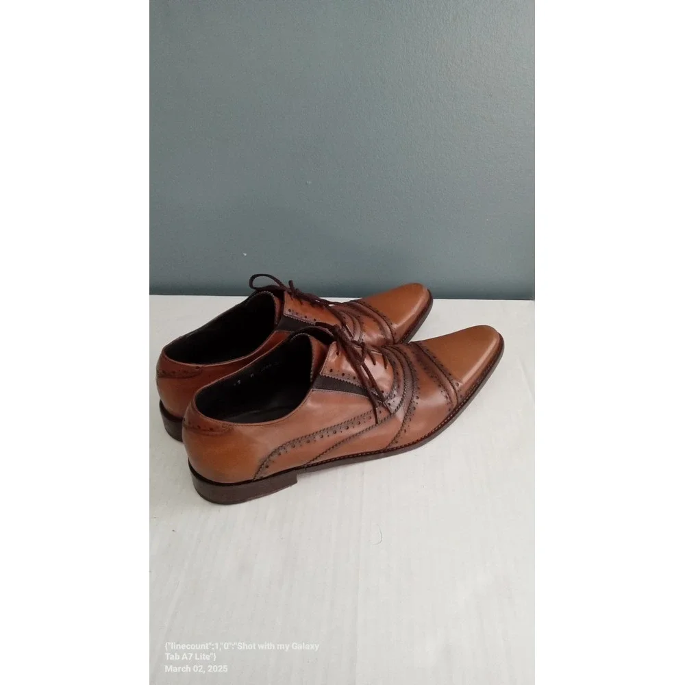 Leather Wingtip Oxford Dress Shoes Brown Lace‎ Up Formal Shoes